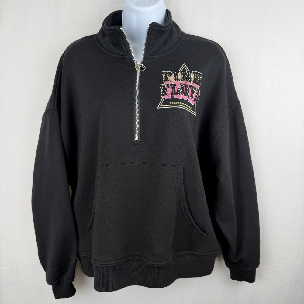 Vinyl Icons Pink Floyd Dark Side of the Moon Quarter Zip Sweatshirt Black Medium